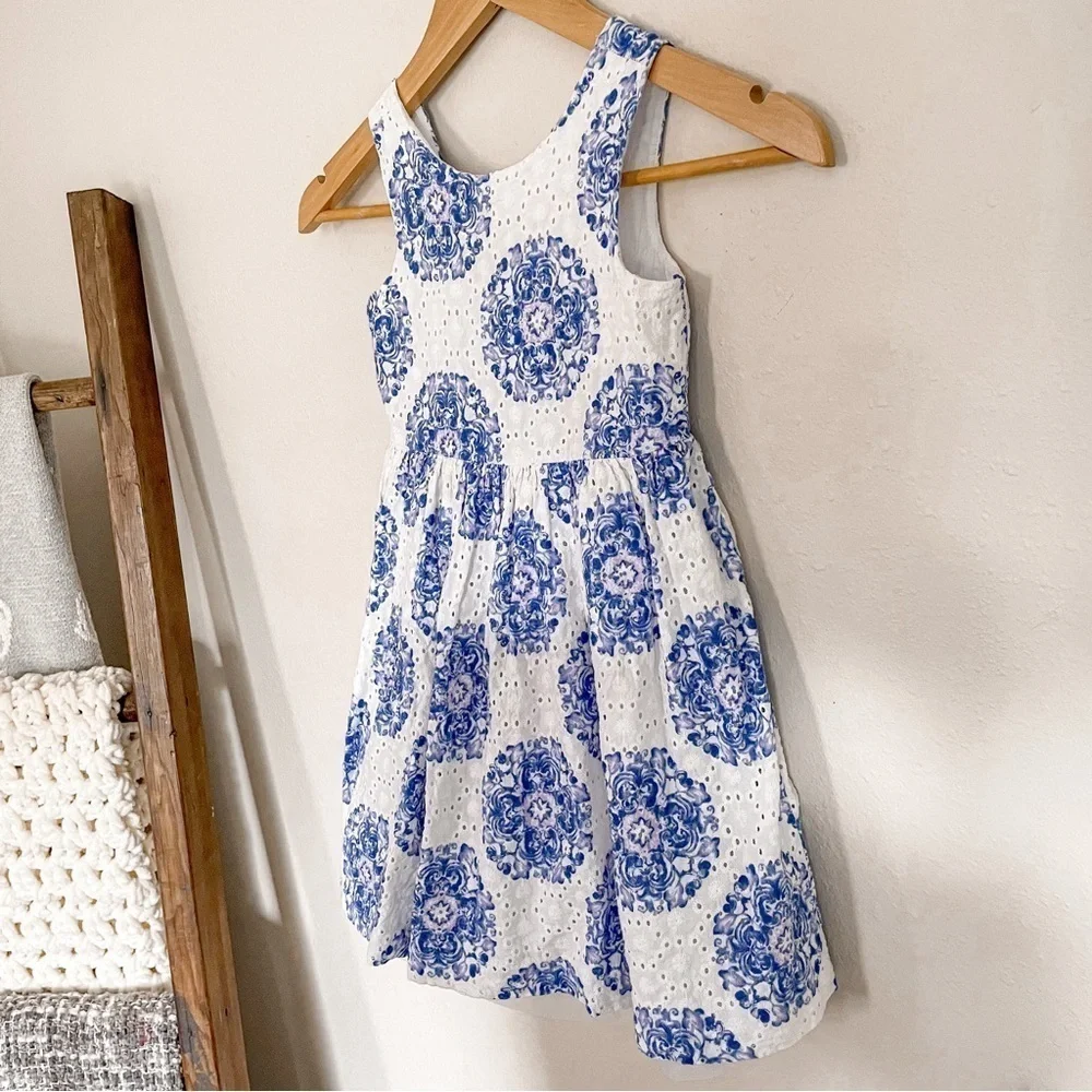 Janie‎ & Jack | Eyelet Tile Dress with Tulle Skirt, size 4, EUC